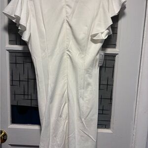 Stylish White Dress with Ruffle Sleeves